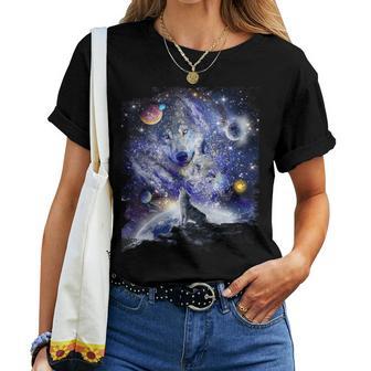 Cosmic Space Wolf Wolves Family Howling Constellation T-shirt Frauen - Geschenkecke