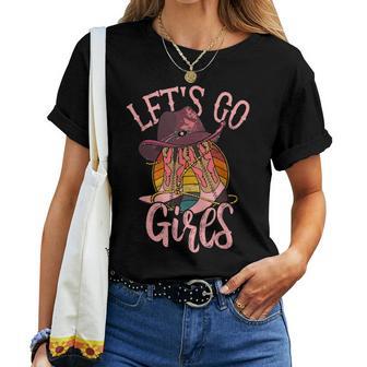 Cowboy Hat Boots Let Is Go Girls Western Pink Cowgirls T-shirt Frauen - Geschenkecke