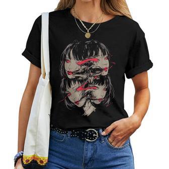 Creepy Horror Anime Manga Girl Japan Japanese Harajuku T-shirt Frauen - Geschenkecke