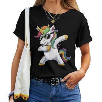 Dabbing Unicorn Costume Rainbow Colourful Carnival Fancy Dress T-shirt Frauen - Geschenkecke