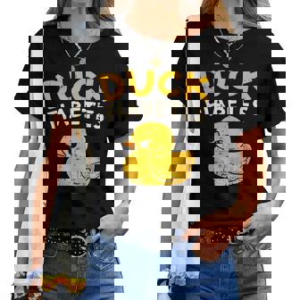 Duck Diabetes Adults Diabetes Awareness Black Small Short Sleeve Cotton Blend Women T-shirt | Seseable CA