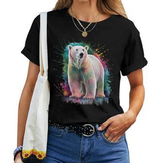 Eisbär Women's Colourful Watercolour Polar Bear T-shirt Frauen - Geschenkecke