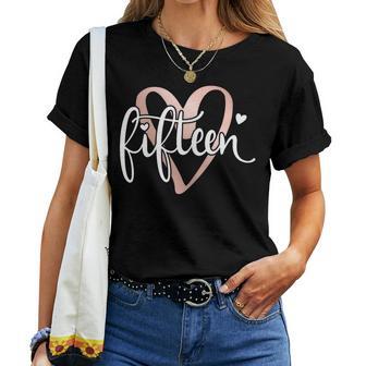 Fifn Lettering 15Th Birthday Nager 15 Years Girls T-shirt Frauen - Geschenkecke