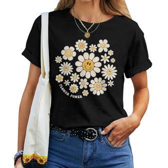 Flower Power Süßes Lächeln Gesichtsblume Happy Face Blumen Mädchen T-shirt Frauen - Geschenkecke