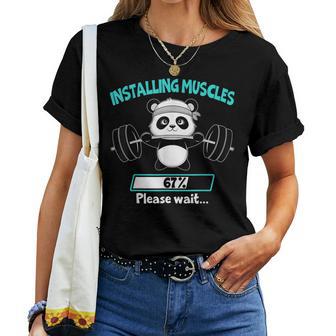 Installing Muscle Panda Weight Lifting Barbell Fitness T-shirt Frauen - Geschenkecke