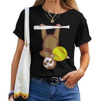 Sloth With Softball Mother's Day Women T-shirt - Thegiftio UK