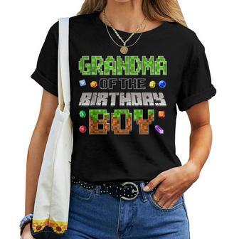 Grandma Of The Birthday Boy Game Pixel Number Birthday Party Women T-shirt - Thegiftio UK