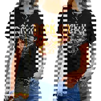 Guitariste Et Bassiste Rock On Flammée Guitare T-shirt femme - Cadeauxyz