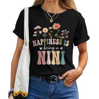 Happiness Is Being A Nini Floral Nini Mother's Day Women T-shirt - Thegiftio UK