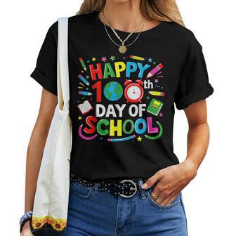 Happy 100Th Day Of School 100 Days Of School Teacher Student Women T-shirt - Thegiftio UK