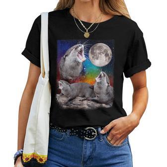 Howling Wolf Otter Moon Galaxy Parody T-shirt Frauen - Geschenkecke