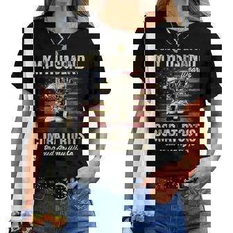 My Husband Wears Combat Boots Proud Army Wife Veteran Day Women T-shirt - Seseable
