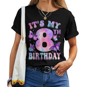 It's My 8Th Birthday Butterfly Theme 8 Year Old Party Girl Women T-shirt - Thegiftio UK
