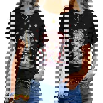 Jolie Fille Geisha Et Fleur De Cerisier Style Kawaii T-shirt femme - Cadeauxyz