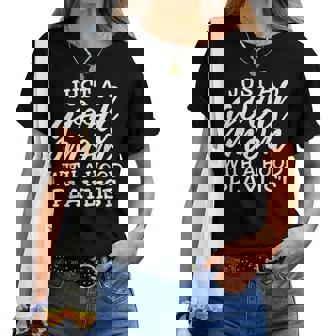 Just A Good Mom With A Hood Playlist Music Loving Mamas Women T-shirt - Seseable