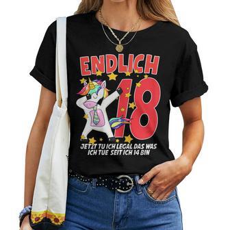 Ladies 18Th Birthday Unicorn Girl 18 Years Fun T-shirt Frauen - Geschenkecke