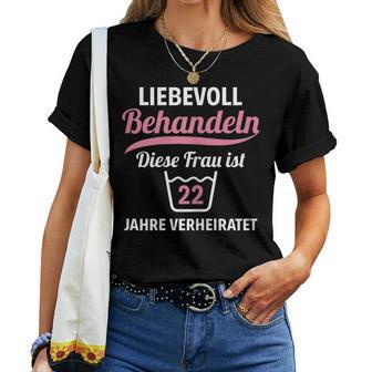 Ladies 22 Years Married Woman Bronze Wedding Anniversary 22Nd Wedding Anniversary T-shirt Frauen - Geschenkecke