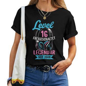 Level 16 Jahre Mädchen Geburtstag Gamer Girl Nager 2009 T-shirt Frauen - Geschenkecke