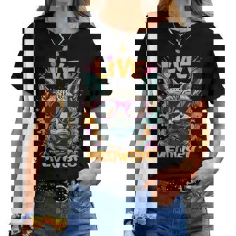 Live Meowsic Dj Sphinx Cat Disque Jockey Fun Edm Hiphop Musique T-shirt femme - Cadeauxyz