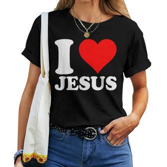 I Love Jesus I Red Heart Jesus Christian Women T-shirt | Seseable UK
