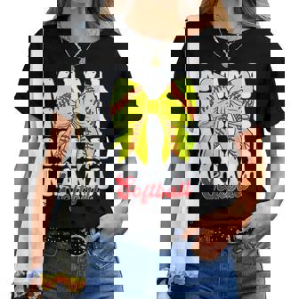 Mama Softball Coquette Bow Game Day Softball Women T-shirt - Thegiftio