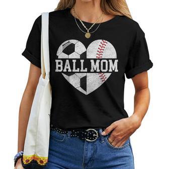 Mom Of Both Heart Soccer Baseball Sports Mom Mother's Day Women T-shirt - Thegiftio