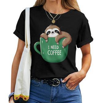 I Need Coffee Sloth Coffee Tired Sleeping T-shirt Frauen - Geschenkecke