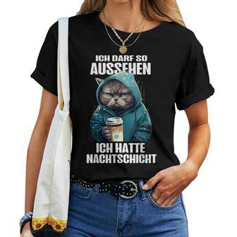 Night Layer Cat Coffee Layered Work T-shirt Frauen - Geschenkecke