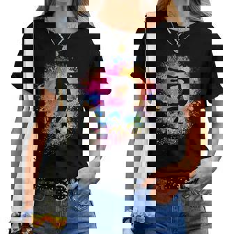 Niñas Rainbow Ice Skating Silhouette Bailarina Figura Camiseta de mujer - Regaloses