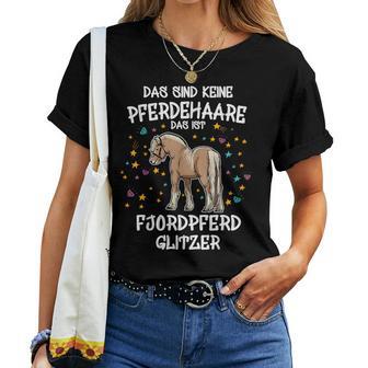 Norwegian Fjord Horse Glitter Horse Riding Fjordi T-shirt Frauen - Geschenkecke