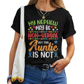 Proud Autism Aunt Autistic Nephew Autism Awareness Auntie Women T-shirt - Thegiftio UK