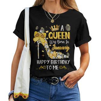 A Queen Was Born In January Happy Birthday T-shirt Frauen - Geschenkecke