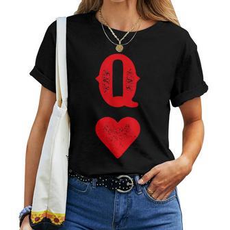 Queen Of Hearts Game Cards Poker Matching Couples S T-shirt Frauen - Geschenkecke