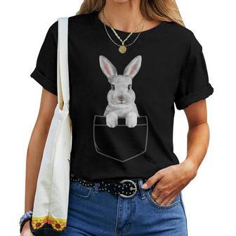 Rabbit In Chest Pocket Easter Bunny Carnickel For Women T-shirt Frauen - Geschenkecke