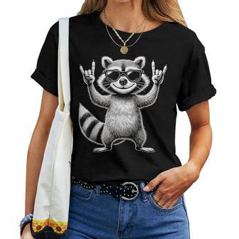 Retro Raccoon Rock Music Children Raccoon T-shirt Frauen - Geschenkecke