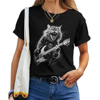 Rock Cat With Guitar Cat Motif Man Woman T-shirt Frauen - Geschenkecke