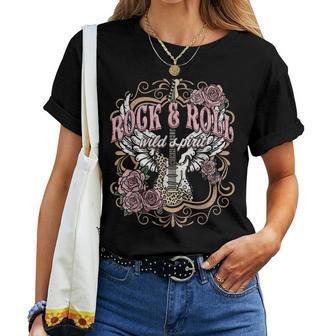 Rock And Roll Wild Spirit Boho Angel Wings Floral Guitar T-shirt Frauen - Geschenkecke