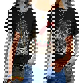 Rockabilly Girl Skull Pin-Up Estilista Peluquero Cuello Camiseta de mujer - Regaloses