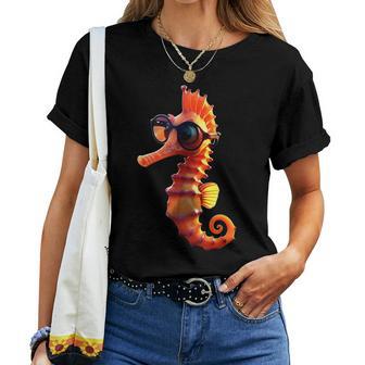 Seahorse With Sunglasses Aquarist Ocean Cute Seahorse T-shirt Frauen - Geschenkecke