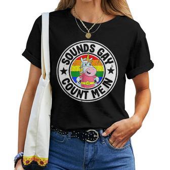 Both Side Sounds Gay Count Me In Unicorn Rainbow Flag Lgbt Women T-shirt - Thegiftio UK