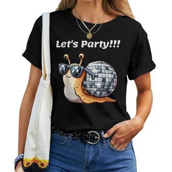 Snail's Disco Lover Groovy Party Snail With Disco Ball T-shirt Frauen - Geschenkecke