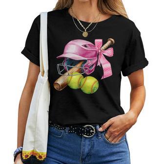 Softball Coquette Bow In My Softball Girl Era Girls Women T-shirt - Thegiftio UK