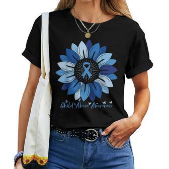 Sunflower Child Abuse Awareness Month Women T-shirt - Thegiftio UK