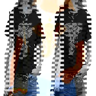 Tendance Éléphant Tribal Rétro Indien Éléphant Mandala Tribal T-shirt femme - Cadeauxyz