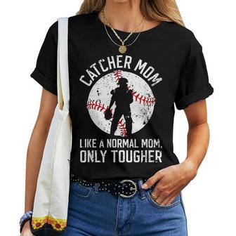 Tough Baseball Catcher Mom Of A Baseball Catcher Mama Women T-shirt - Thegiftio UK