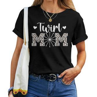 Twirl Mom Leopard Baton Twirling Mom Baton Twirl Mother Women T-shirt - Thegiftio UK
