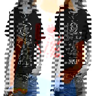 Valentine's Day Love Nurse Life Leopard Red Plaid Women T-shirt - Thegiftio