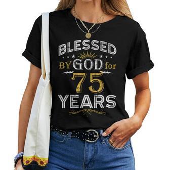 Vintage Blessed By God For 75 Year Old Birthday 75Th Women T-shirt - Thegiftio UK