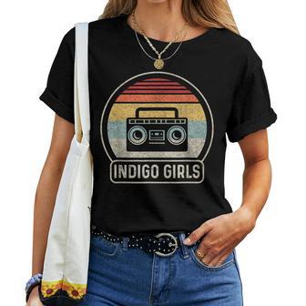 Vintage Cassette Tape Indigo Rock Girls Music Retro Sunset Women T-shirt - Thegiftio UK