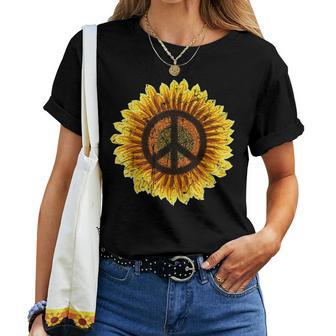 Vintage Sunflower Peace Sign Retro 70S Hippie Flower Power T-shirt Frauen - Geschenkecke